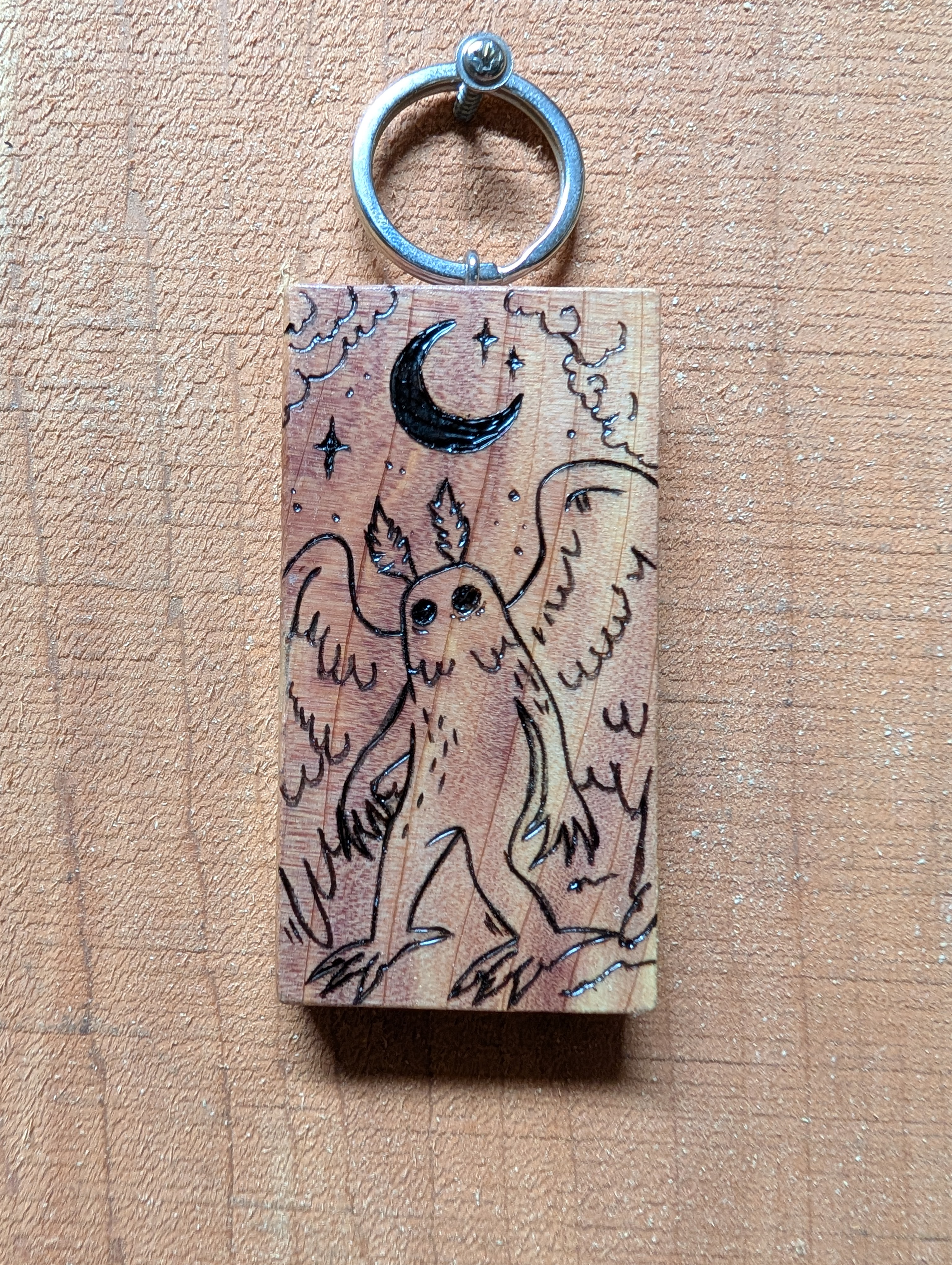 Cedar Mothman Keychain