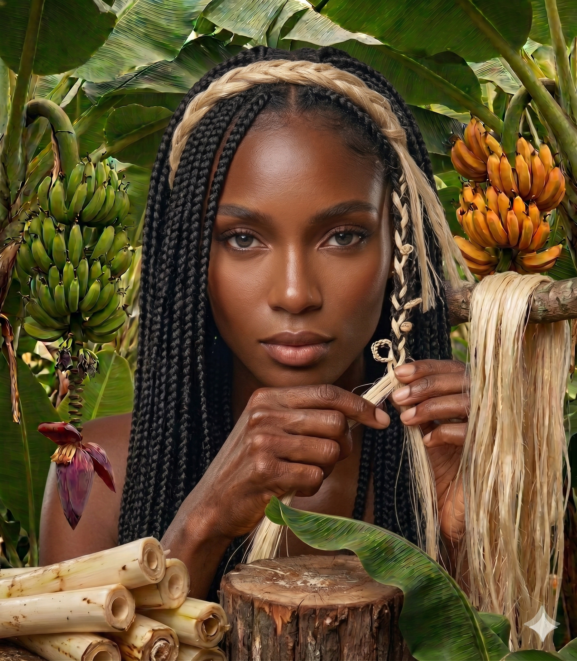 Cheveux aux fibres de bananes - Box Braids