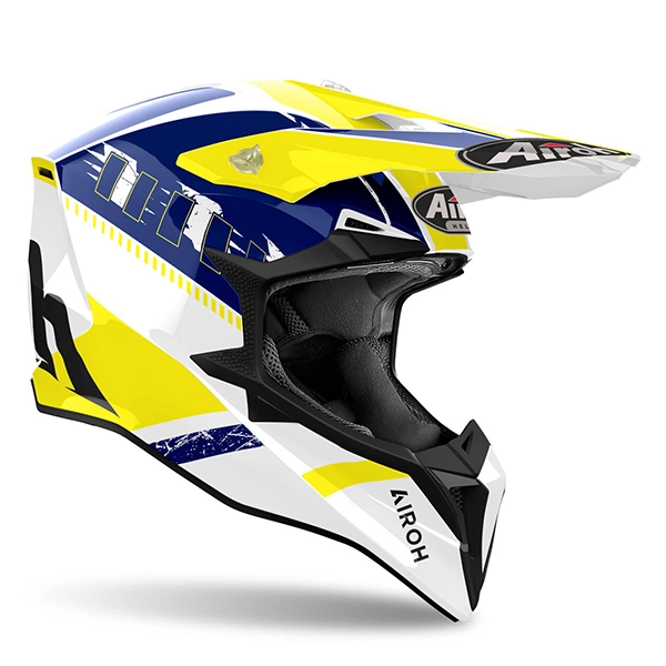 Casque Airoh Wraaap Feel Motocross - Gloss Yellow/Blue