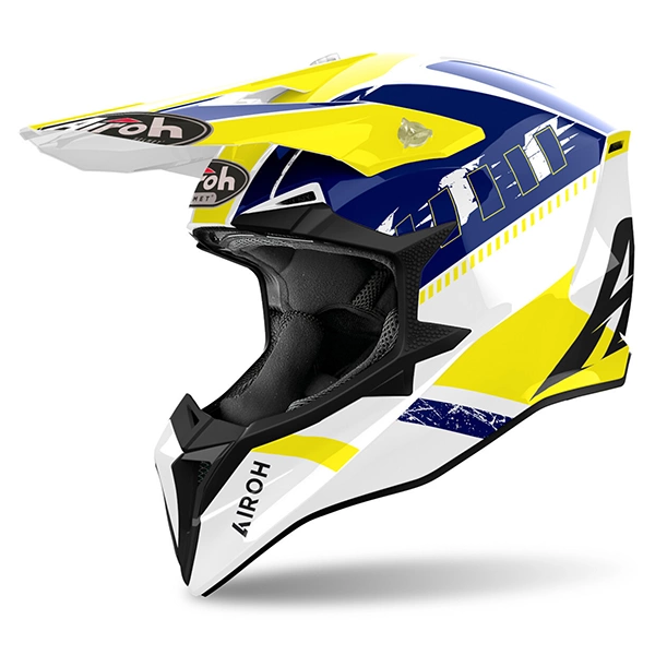 Casque Airoh Wraaap Feel Motocross - Gloss Yellow/Blue