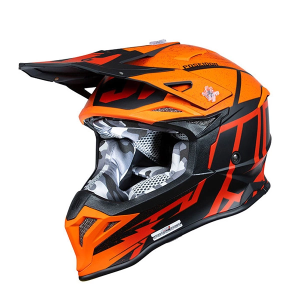 Casque Justl J39 Poseidon Motocross - Fluo Orange/Red/Black