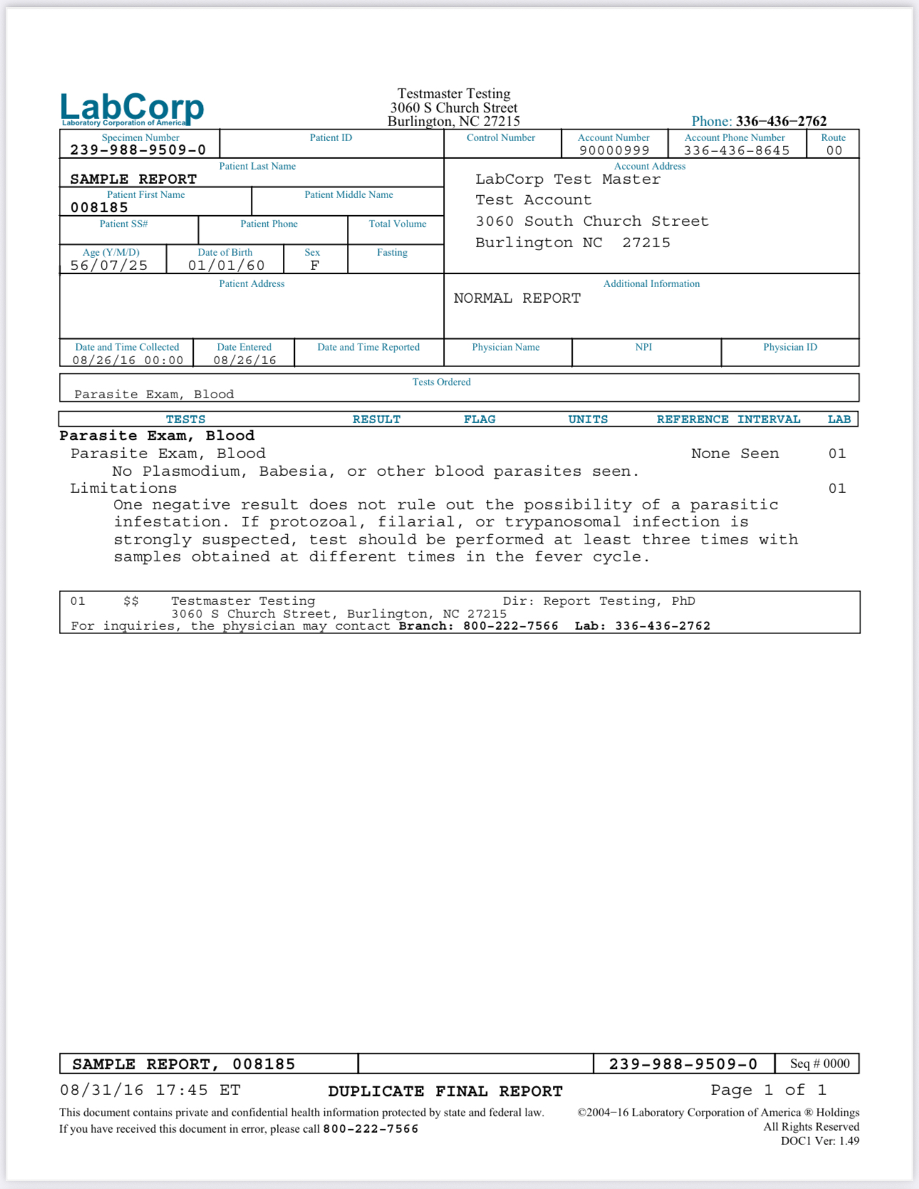 Parasite Screen + Report