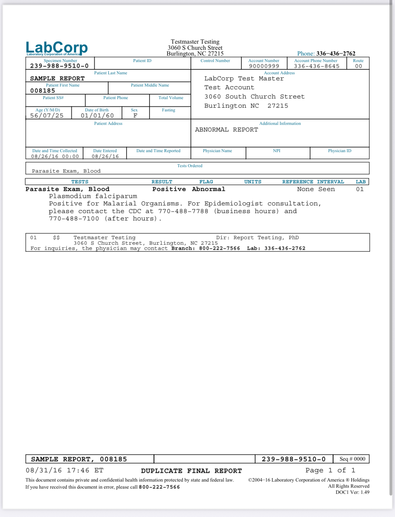 Parasite Screen + Report