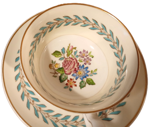 Hand Painted Wedgwood Woodstock Tea Cup & Saucer