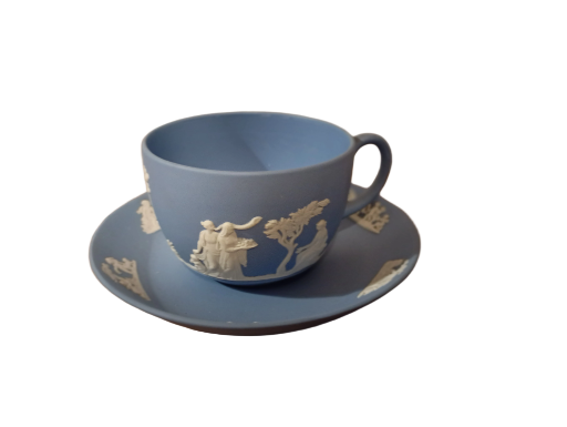 Wedgwood Blue Jasperware Neoclassical Cup & Saucer