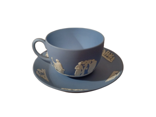 Wedgwood Blue Jasperware Neoclassical Cup & Saucer 