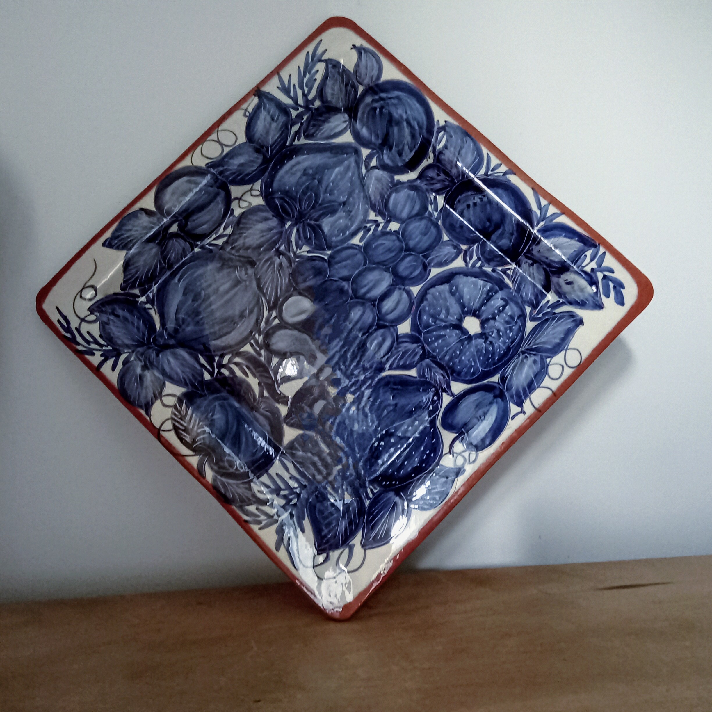 Blue and White Glazed Portuguese Ceramic Plate