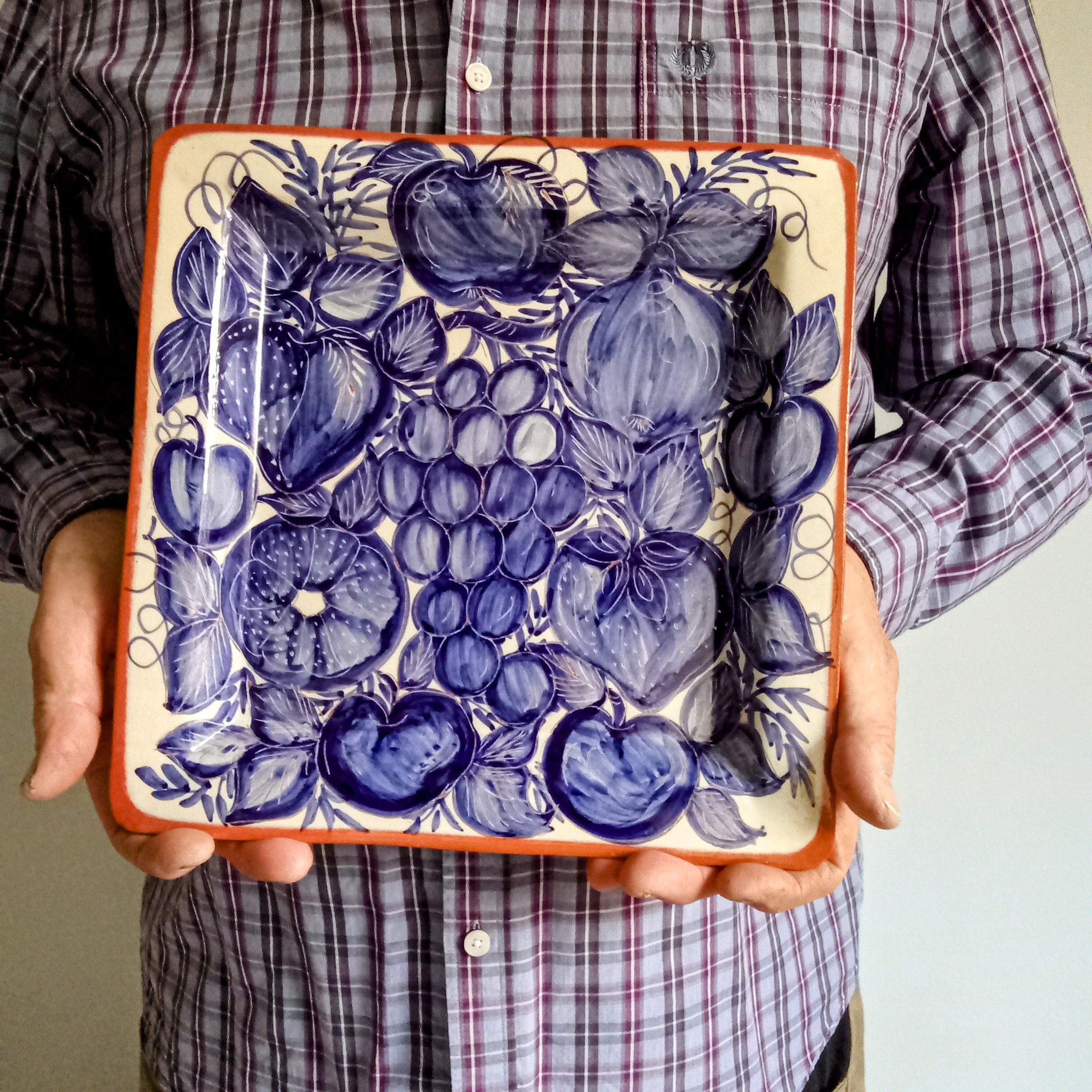 Blue and White Glazed Portuguese Ceramic Plate