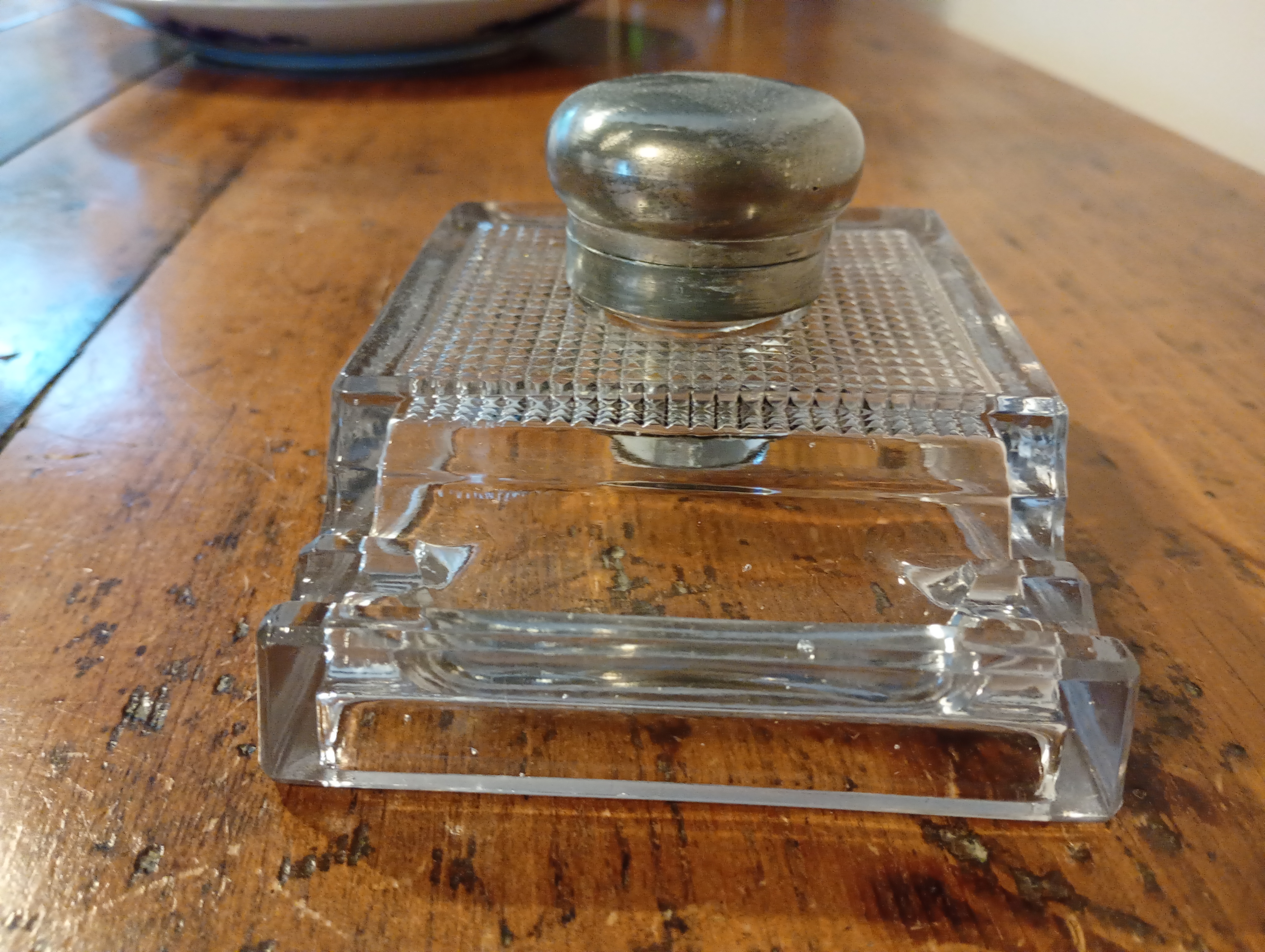 1930s Art Deco Glass Inkwell
