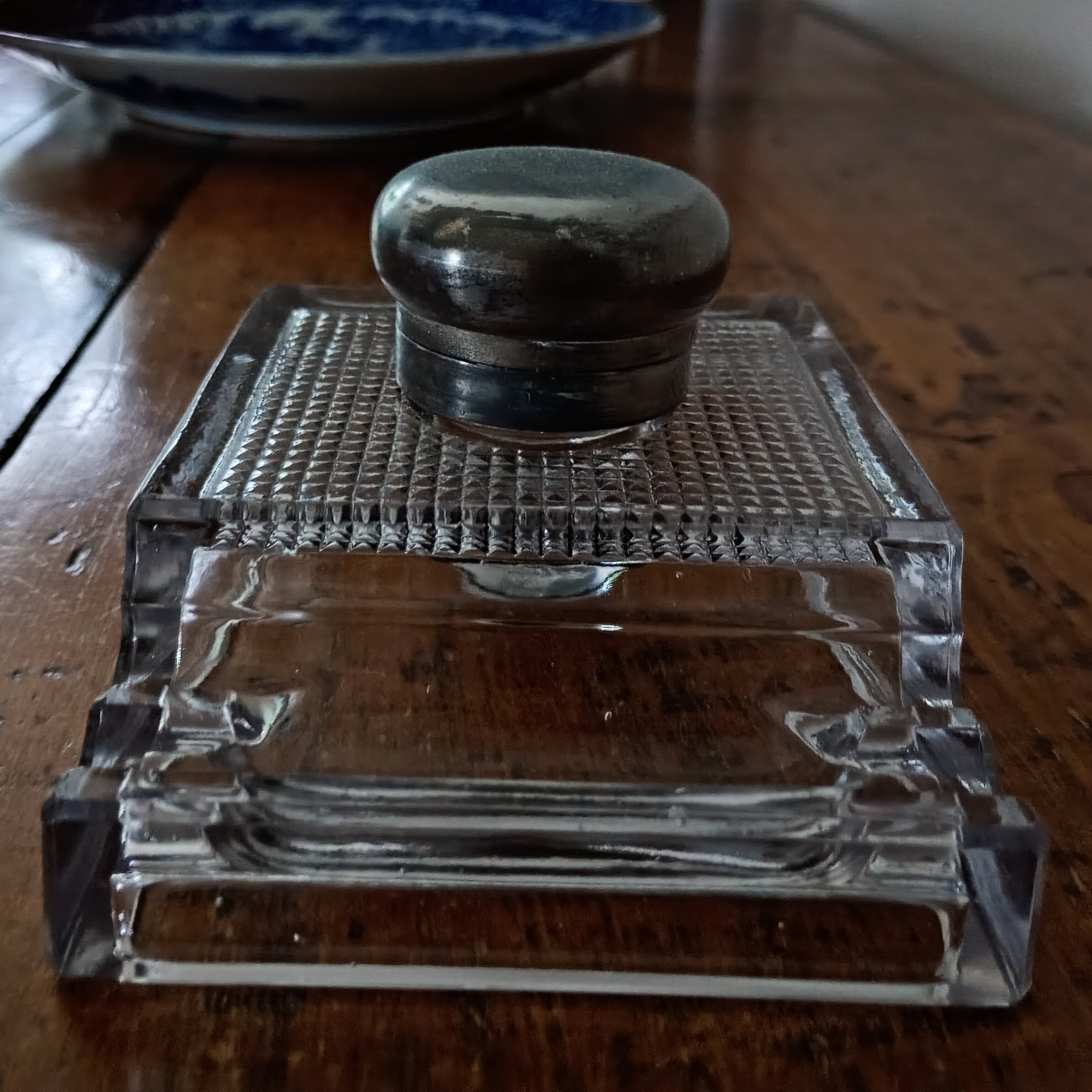 1930s Art Deco Glass Inkwell