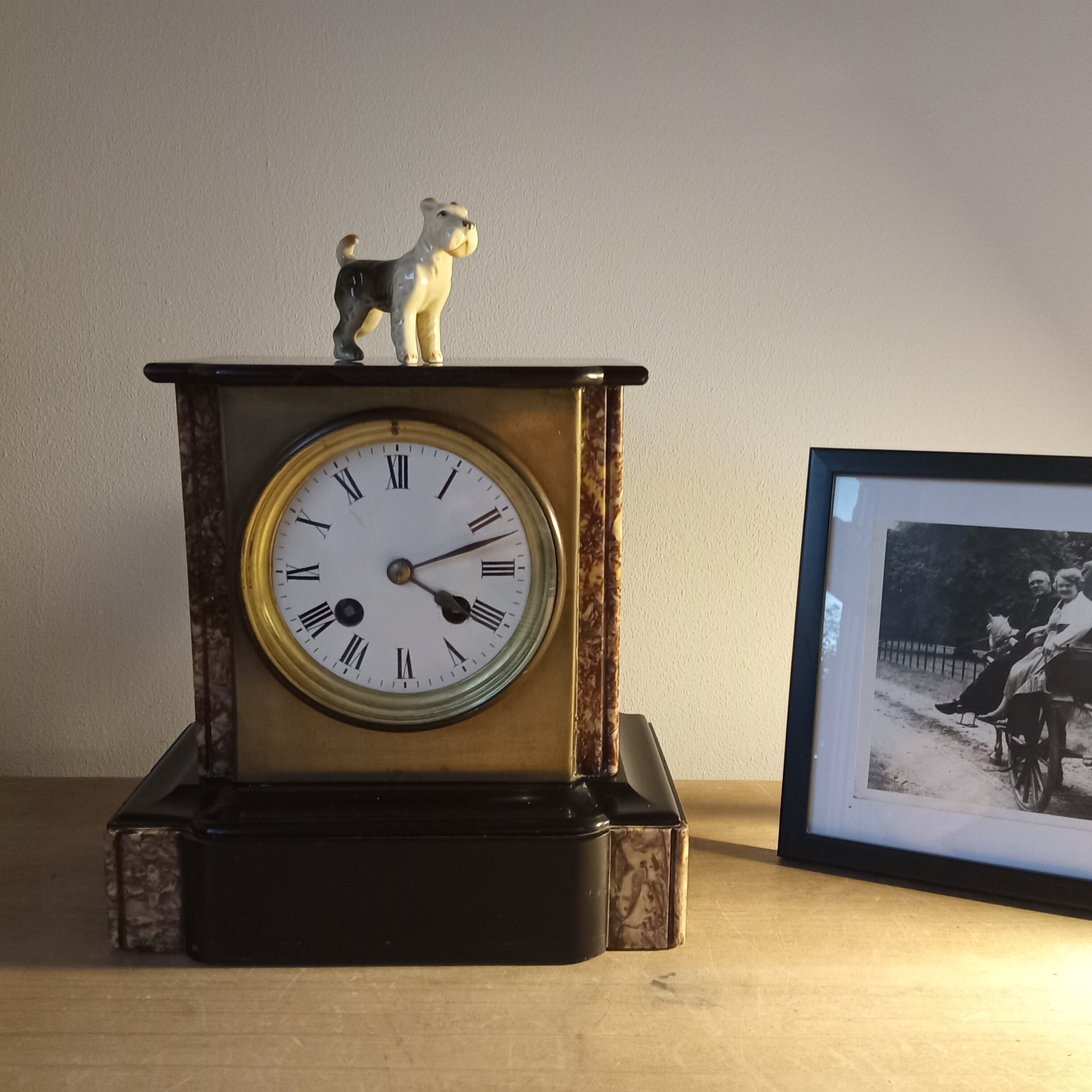 Antique Victorian French Marble & Slate Mantle Clock