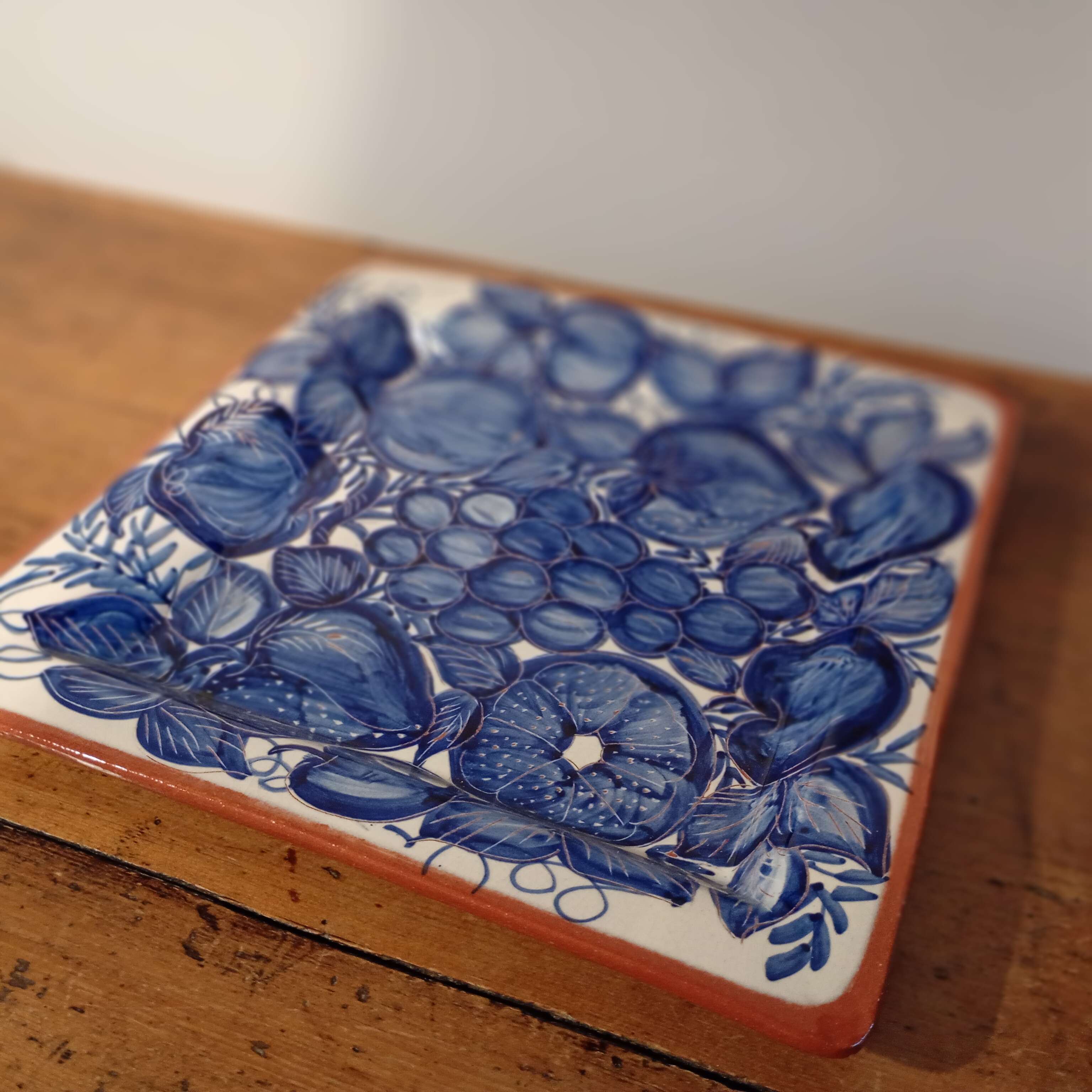 Blue and White Glazed Portuguese Ceramic Plate