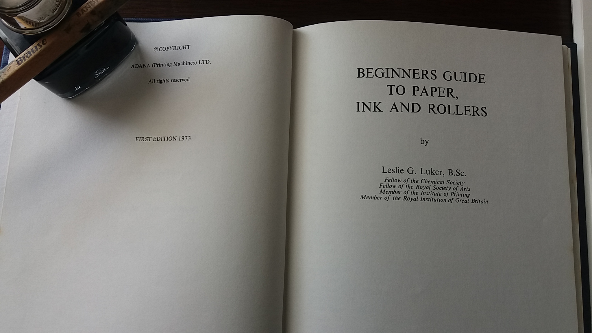 Beginners Guide to Paper Ink and Rollers by Leslie G Luker BSc
