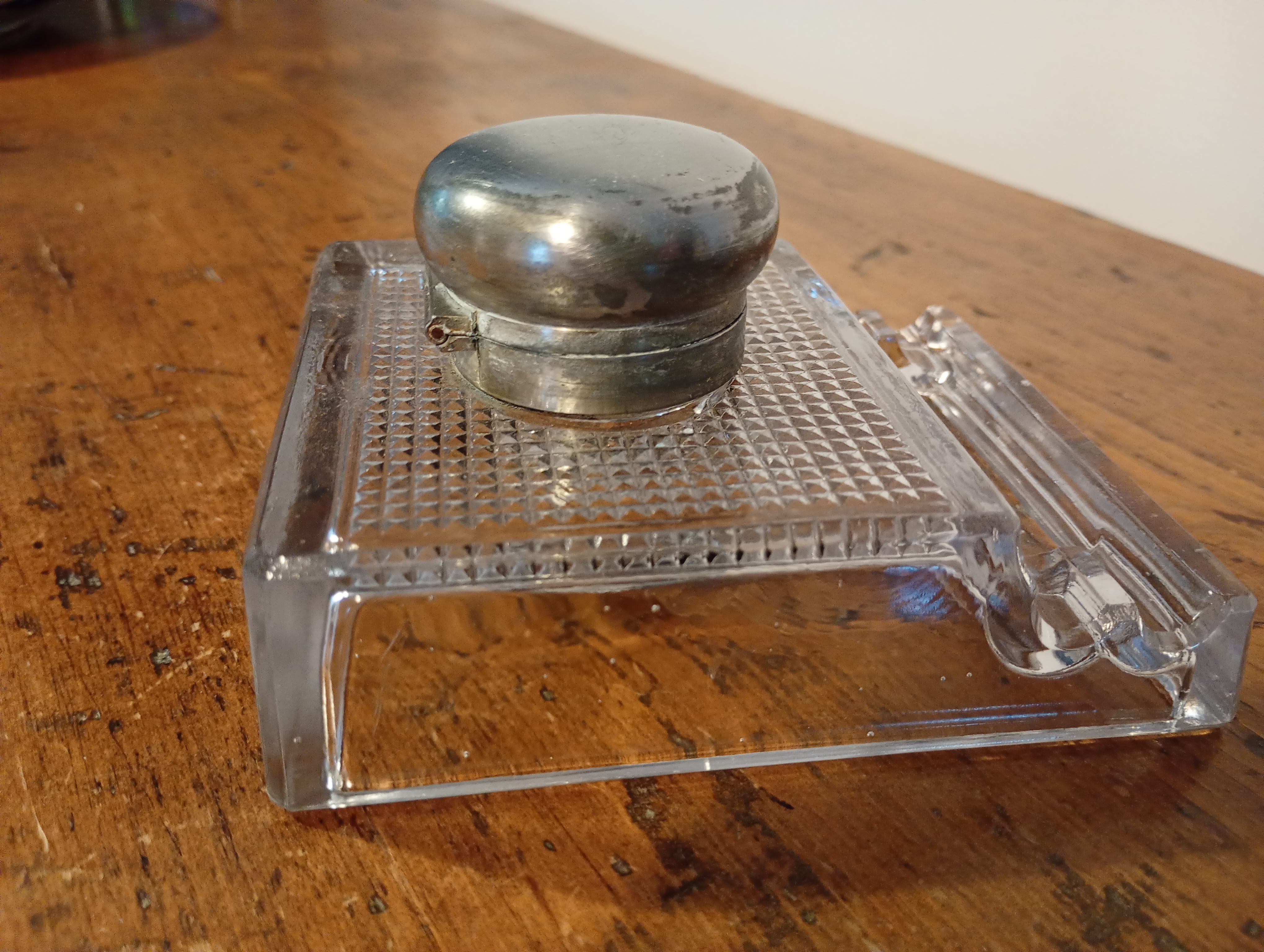 1930s Art Deco Glass Inkwell