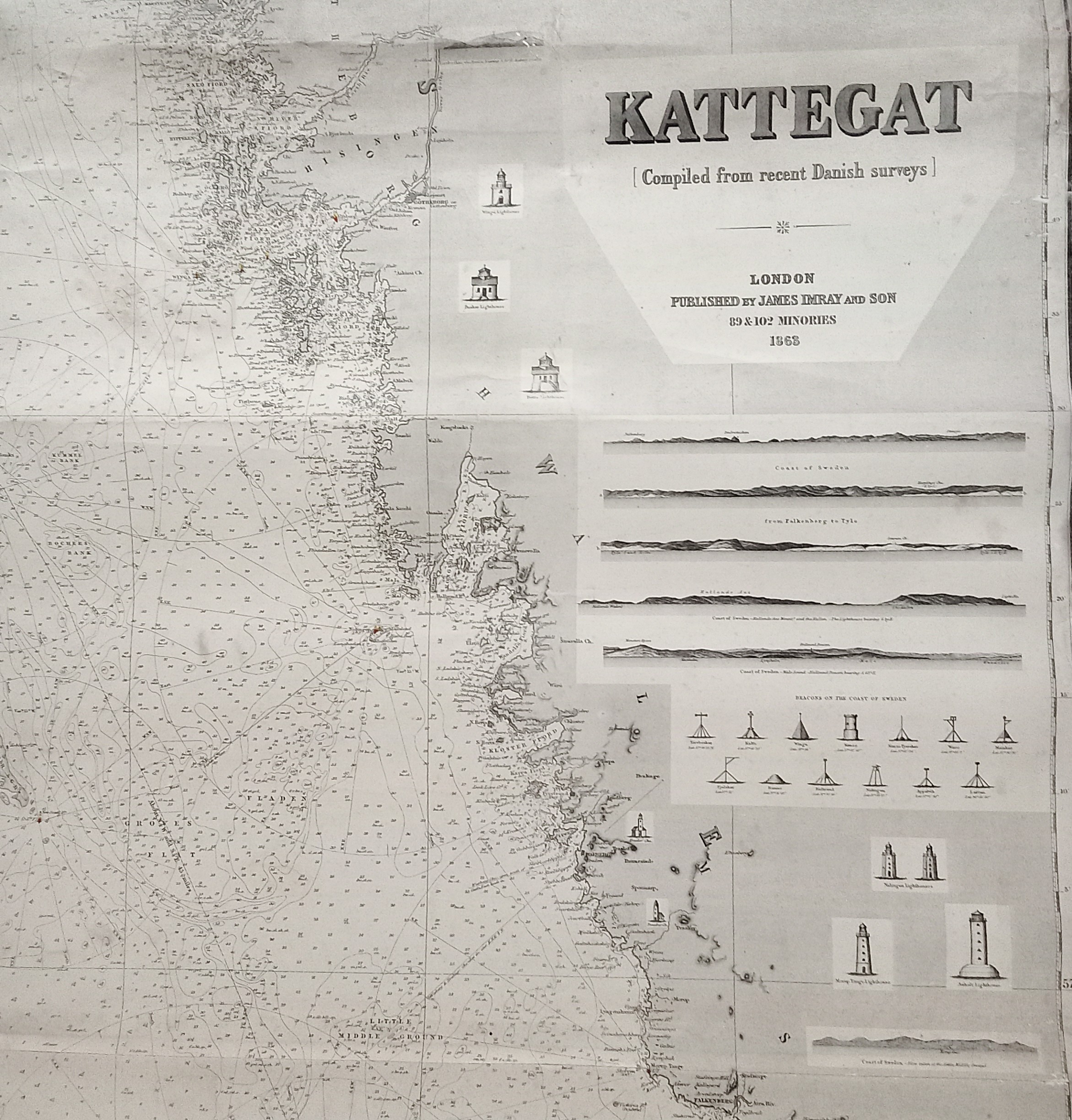 James Imray & Son 1863 Navigation Sea Chart of the Kattegat