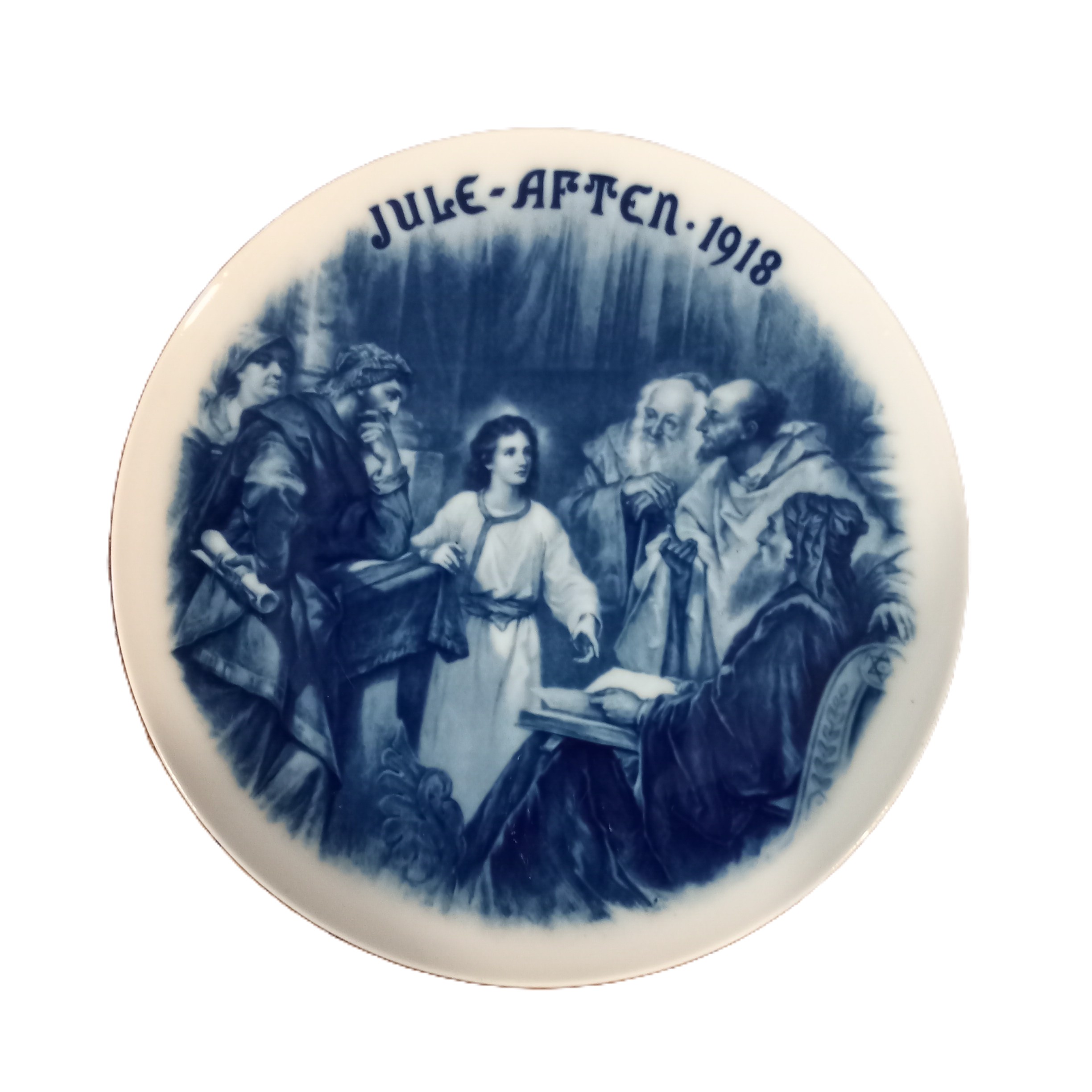 Blue and White Christmas Plate 1918