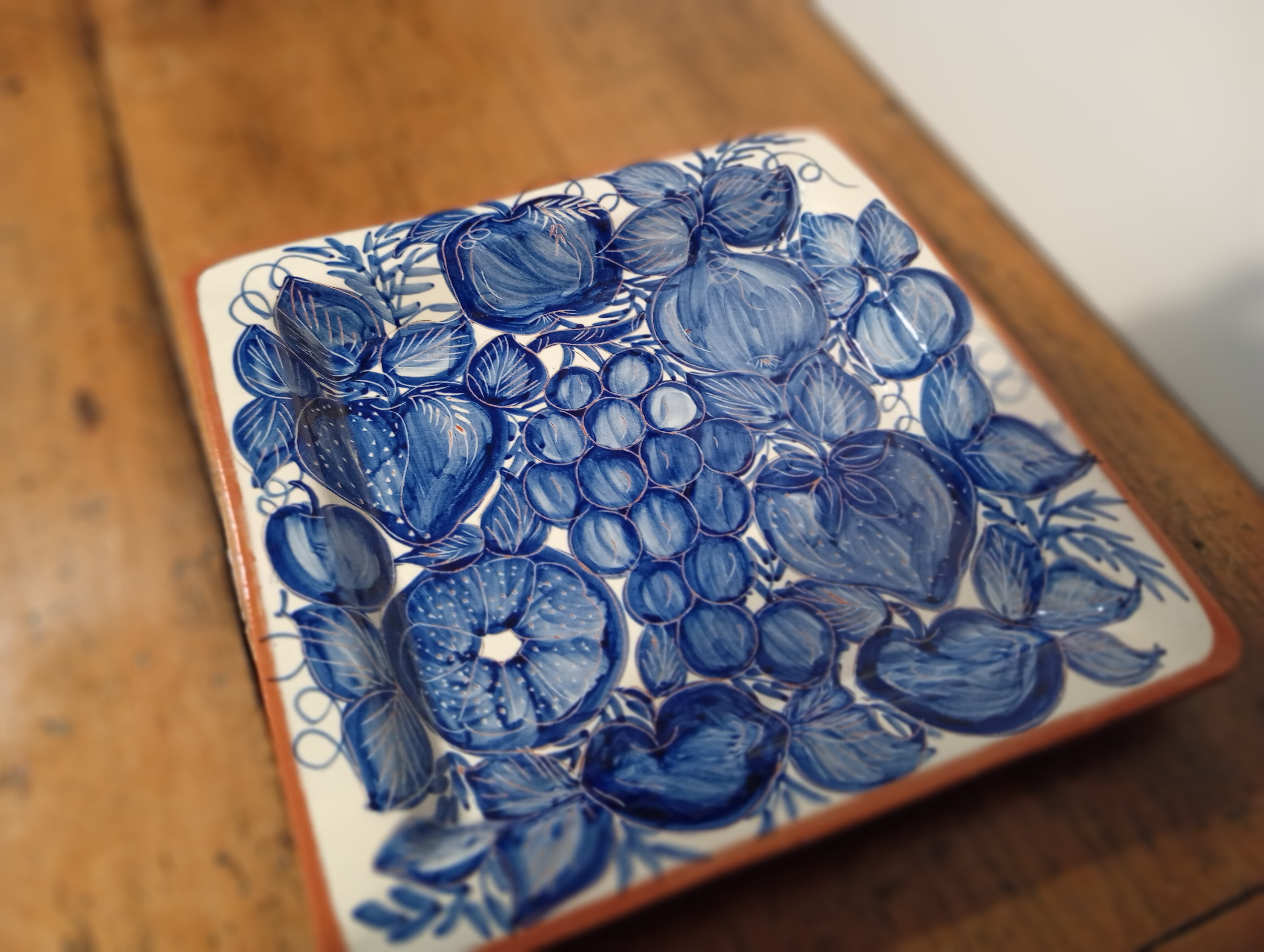 Blue and White Glazed Portuguese Ceramic Plate