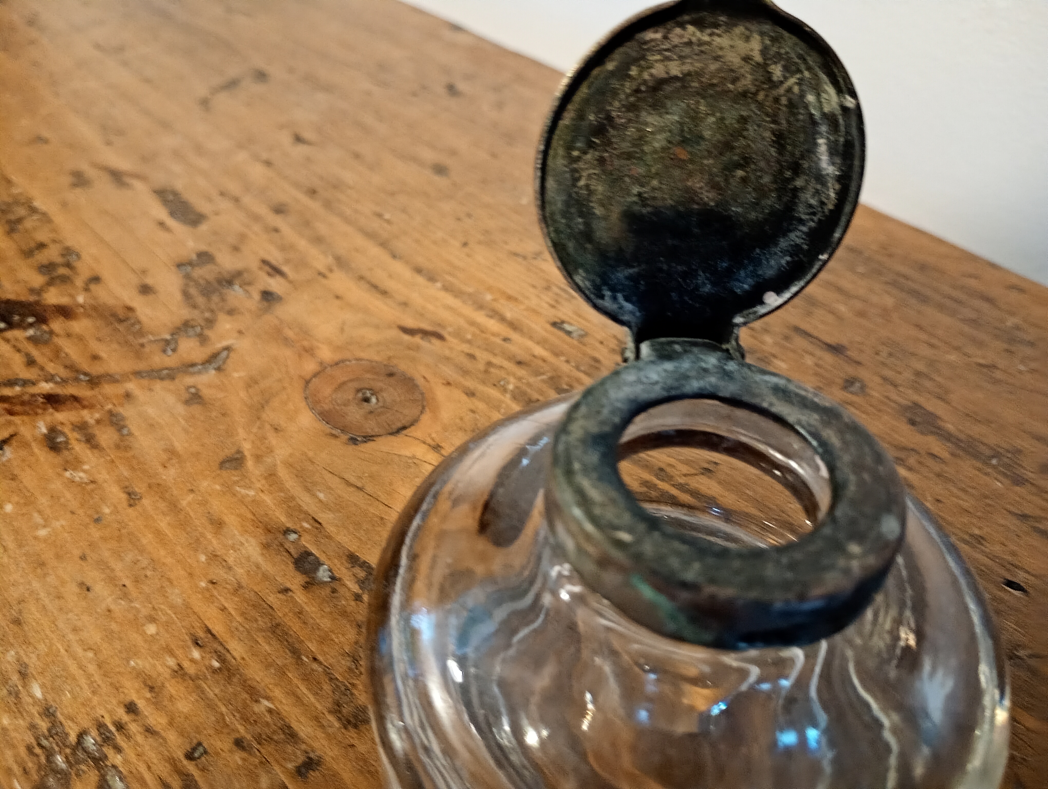 Small Antique Glass Inkwell