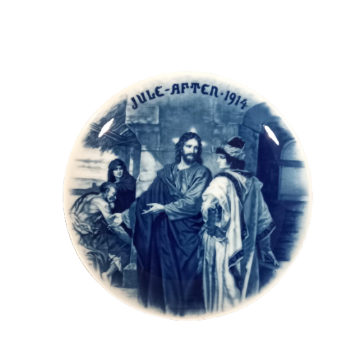1914 Blue and White Christmas Plate