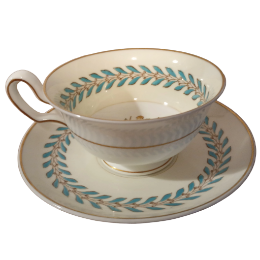 Hand Painted Wedgwood Woodstock Tea Cup & Saucer