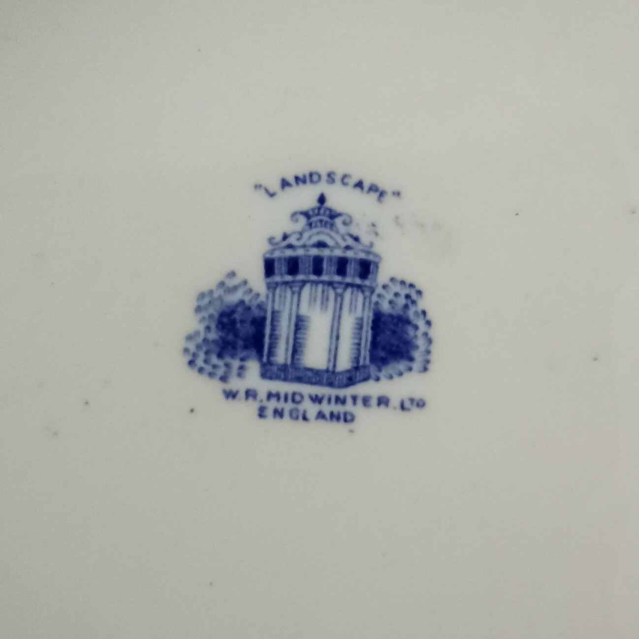 Blue & White 'Landscape' W R Midwinter Ltd Plate