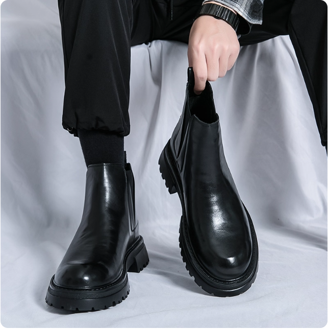 Bottes Chelsea en cuir noir