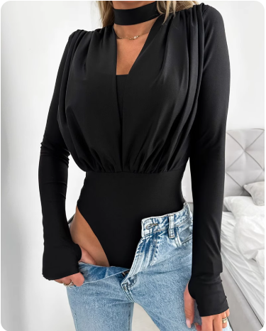 Body noir à manches longues