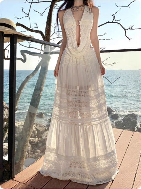 Robe longue bohème blanche