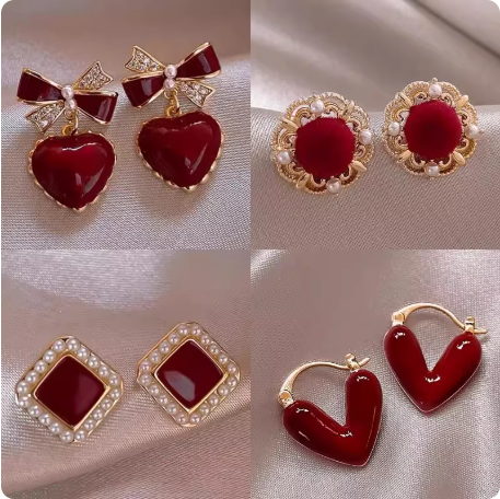 Boucles d'oreilles rouges élégantes