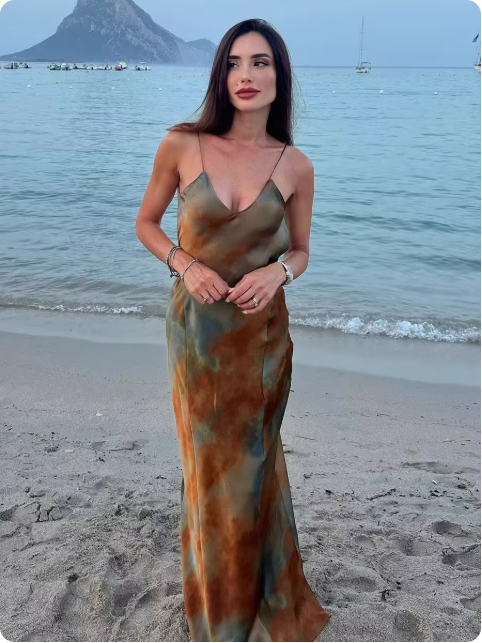 Robe longue d'été tie-dye