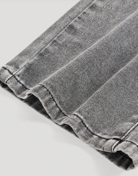 Jeans large taille haute délavé à rayures de chat