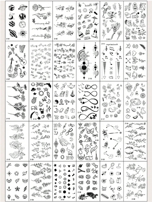 Feuillets de tatouages temporaires