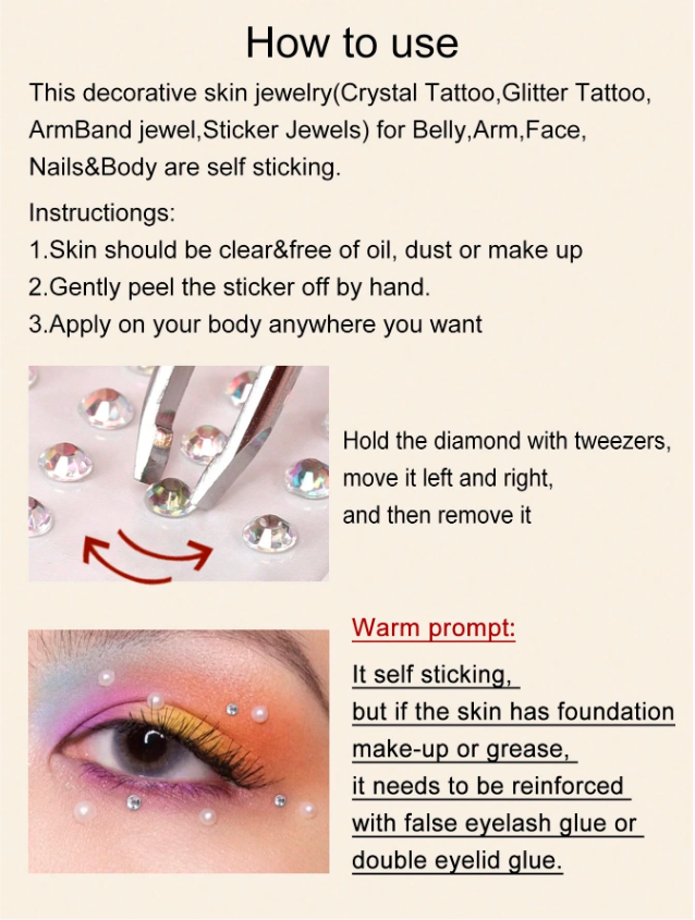 Strass adhésifs pour le visage