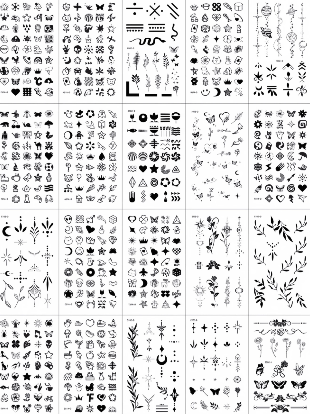 Planche de tatouages temporaires