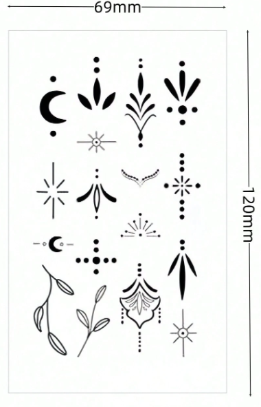 Planche de tatouages temporaires