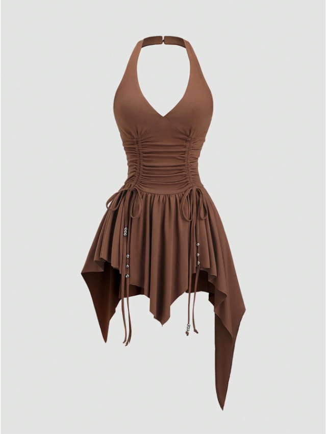 Robe asymétrique marron