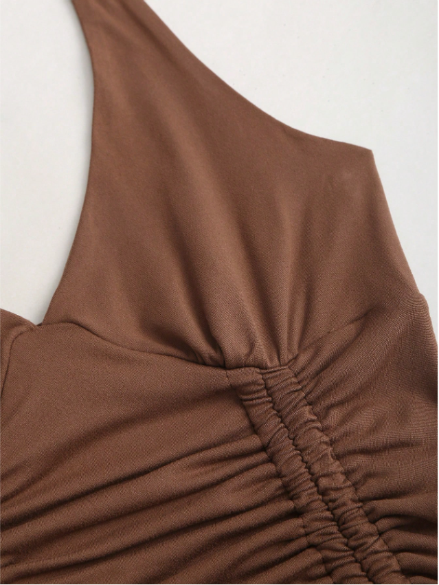 Robe asymétrique marron