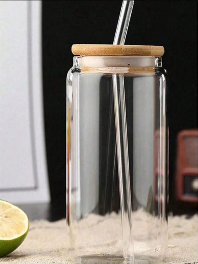 Bouteille en verre avec couvercle en bambou