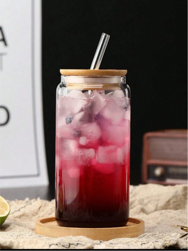 Bouteille en verre avec couvercle en bambou