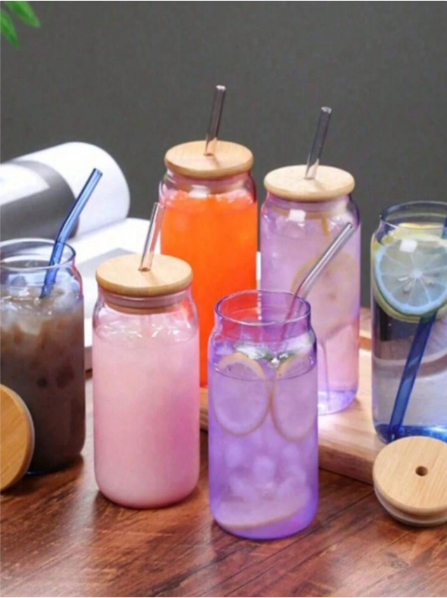 Bouteille en verre avec couvercle en bambou