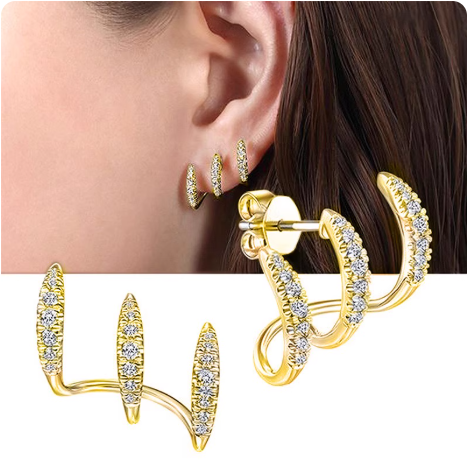 Boucles d’oreilles en or avec strass