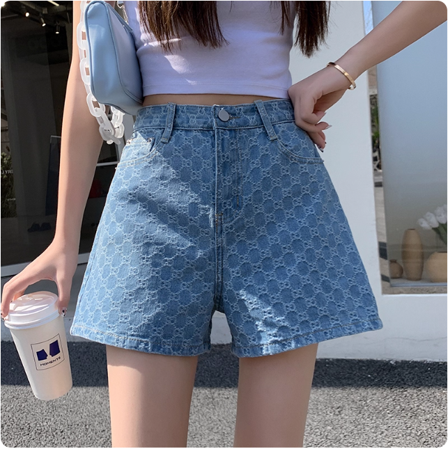 Short en jean imprimé