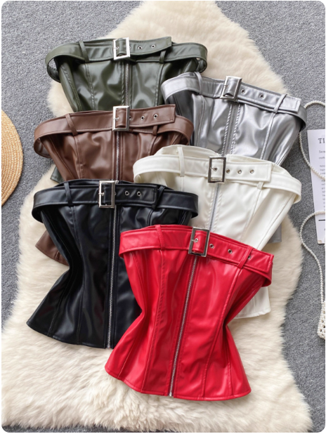 Bustier en simili cuir