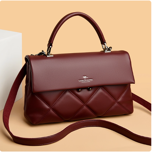 Sac à main en cuir bordeaux