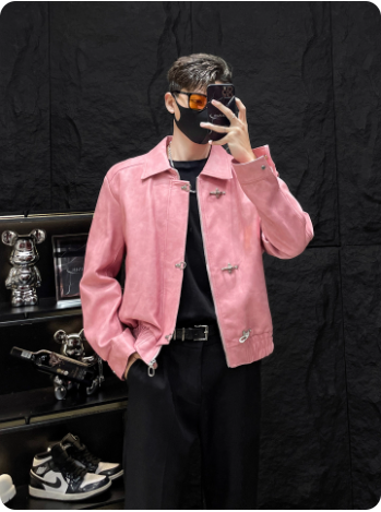 Veste en daim rose pour homme