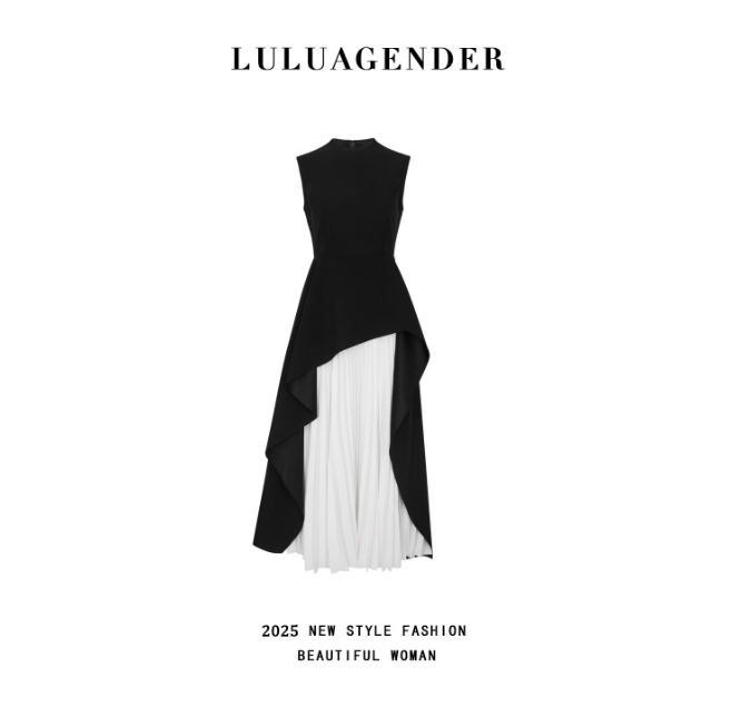 Robe asymétrique noire et blanche