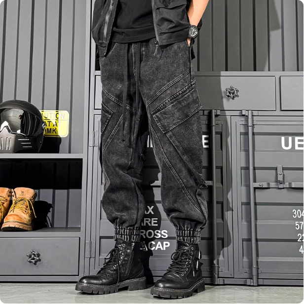 Pantalon cargo noir pour hommes