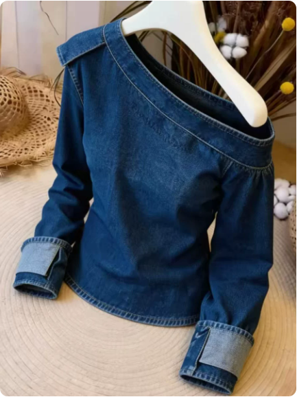 Top en jean à épaules dénudées