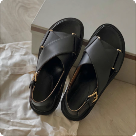 Sandales en cuir noir
