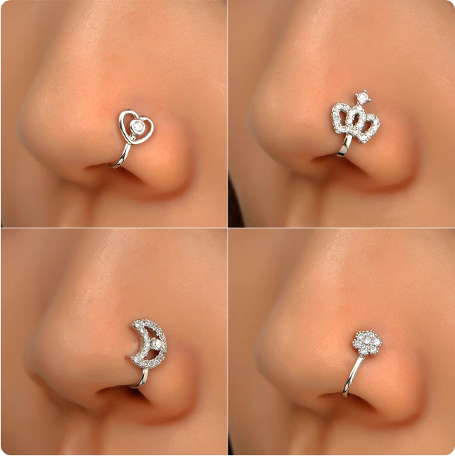 Piercings de nez en argent ornés de zircons